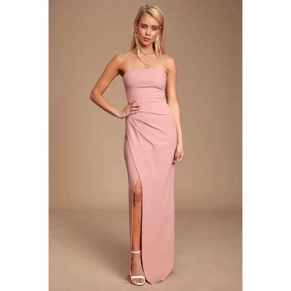 Lulus Foxy Mauve Pink Strapless Maxi Dress size S
